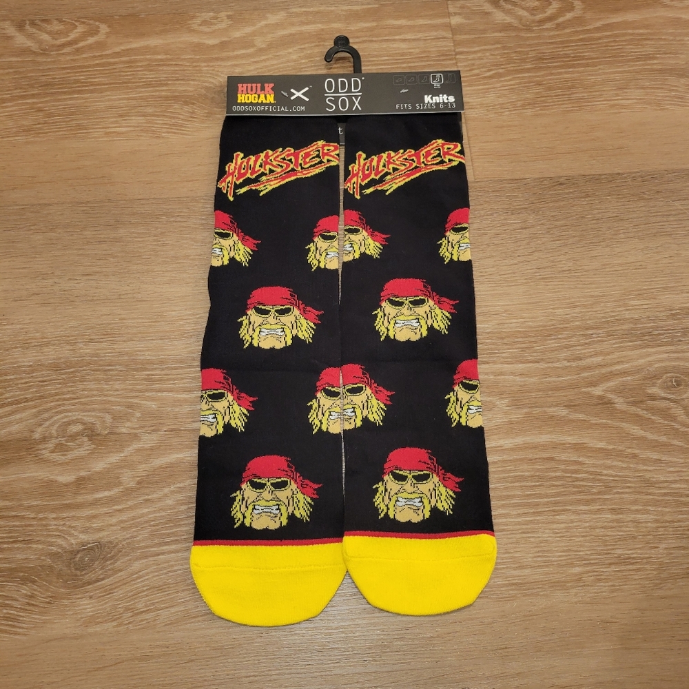 Odd Sox Hulk Hogan Hulkster Crew Knit Socks Mens Size 6-13 New Wrestling